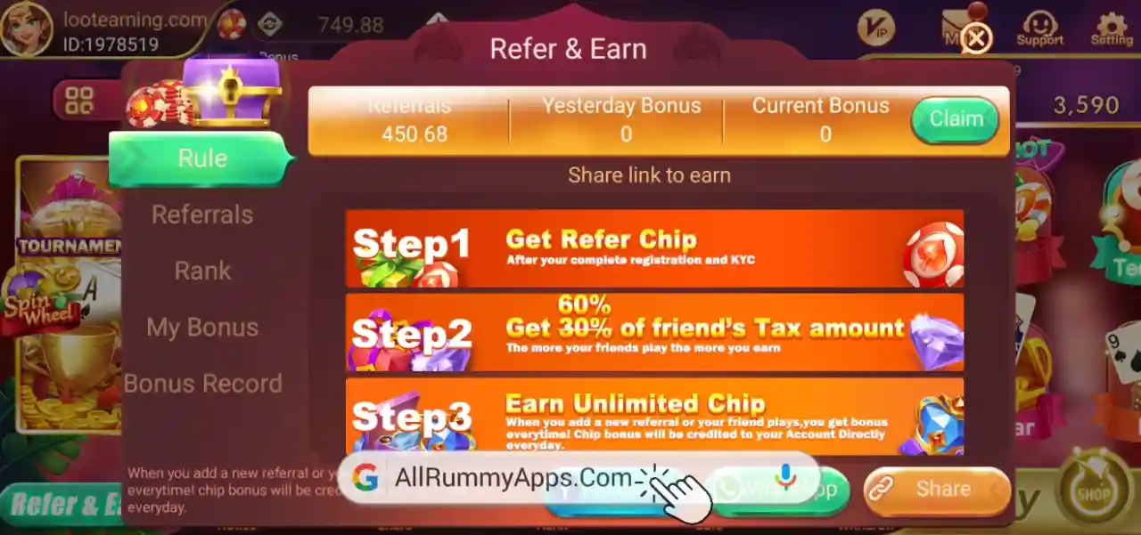 Modern Rummy Refer & Earn