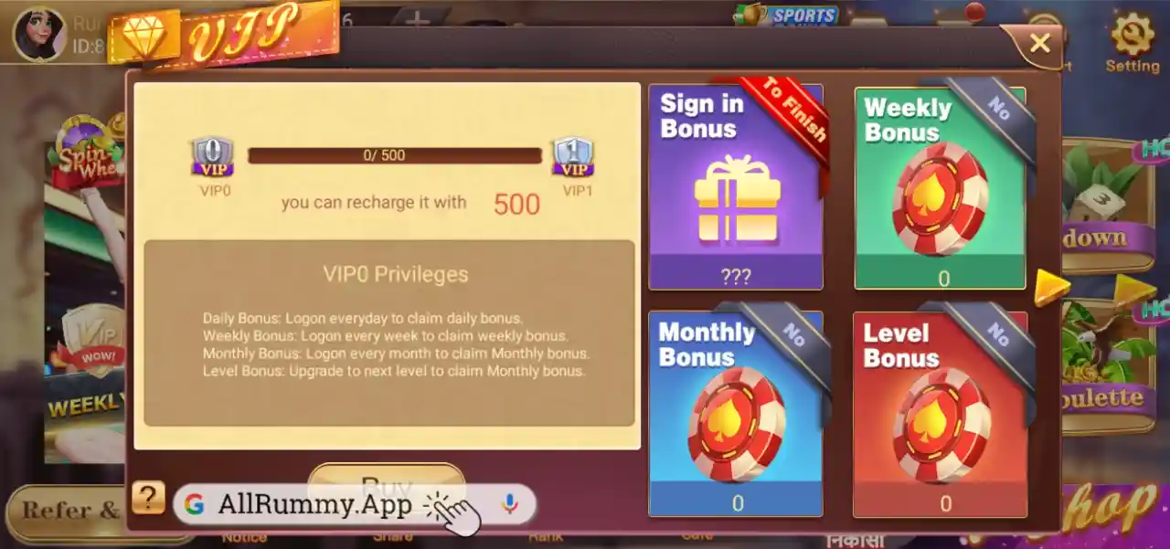 Rummy Up VIP Features