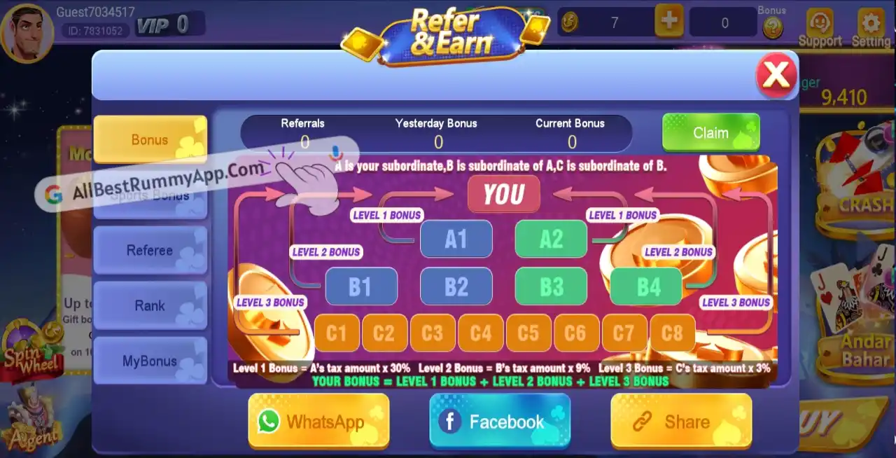 Rio Teen Patti Refer & Earn